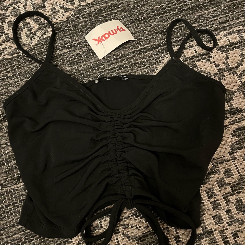 black middle tie tank top